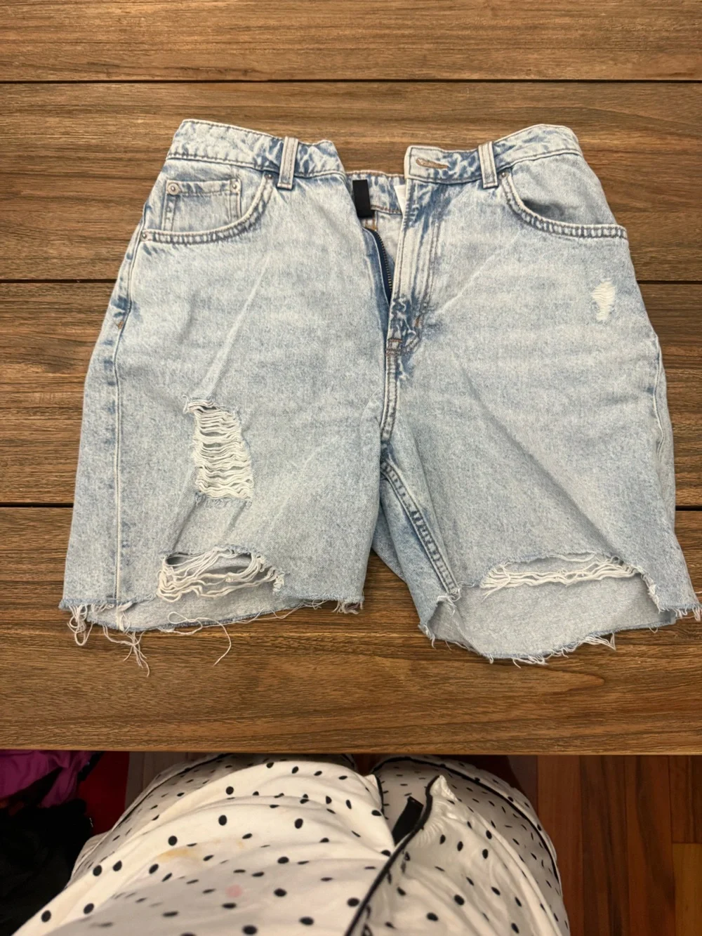 H&M Light Blue Distressed Denim Shorts